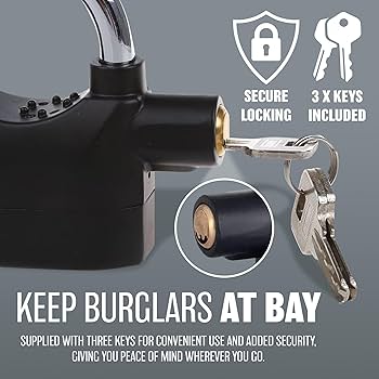 ( FREE HOME DELIVERY ) Alarm Lock Padlock Anti-Theft Security System Door Safety Lock (Black)